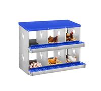 Garvee Caja de anidación de Pollos, Nido de 6 cámaras para Pollos, Soportes de plástico, Nido para gallinas, instalación montada en la Pared, fácil de Limpiar, ventilado, Duradero,Azul,sin piernas
