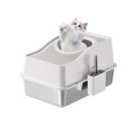 Garvee Caja de Arena Cerrada para Gatos de Acero Inoxidable con Tapa Antiolores - Espaciosa, Fácil de Limpiar y Antiderrames, Incluye Pala y Pedal, Adecuada para Todo Tipo de Gatos, Blanco, 60x40x35cm