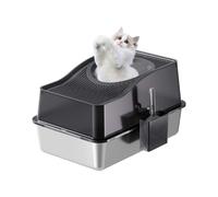 Garvee Caja de Arena Cerrada para Gatos de Acero Inoxidable con Tapa Antiolores - Espaciosa, Fácil de Limpiar y Antiderrames, Incluye Pala y Pedal, Adecuada para Todo Tipo de Gatos, Negro-60x40x40cm