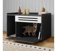 Garvee Caja de arena para gatos, 80 pulgadas de ancho x 50 pulgadas de profundidad x 51.3 pulgadas de alto, mueble de caja de arena oculta con panel ventilado y puerta abatible, mesa auxiliar de casa