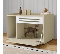 Garvee Caja de arena para gatos, 80 pulgadas de ancho x 50 pulgadas de profundidad x 51.3 pulgadas de alto, mueble de caja de arena oculta con panel ventilado y puerta abatible, mesa auxiliar de casa
