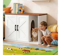 Garvee Caja de arena para gatos, 85 x 49 x 50 cm, mueble oculto con puertas dobles y entrada lateral, estilo granja, control de olores, mesa auxiliar para pasillo, dormitorio, cejas