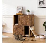 Garvee Caja de arena para gatos para 2 gatos, 80 cm de ancho x 50 cm de profundidad x 88 cm de alto, mueble de caja de arena oculta con postes rascadores y alfombrilla de doble capa, mesa auxiliar de
