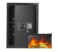 Garvee Caja fuerte de 54 l con código numérico, llaves y bolsa ignífuga, caja fuerte para casa/hotel, alarma, estante ajustable, caja fuerte para hotel, dinero en efectivo, joyas y documentos, montaje