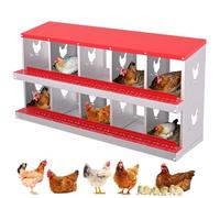 Garvee Caja Nido Metálica Resistente para Gallinas - 10 Compartimentos De Acero Galvanizado con Bandejas Extraíbles y Ventilación - Fácil Recolección y Limpieza - Ideal para Gallineros