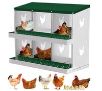 Garvee Caja Nido Metálica Resistente para Gallinas - 10 Compartimentos De Acero Galvanizado con Bandejas Extraíbles y Ventilación - Fácil Recolección y Limpieza - Ideal para Gallineros