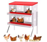 Garvee Caja Nido Metálica Resistente para Gallinas - 10 Compartimentos De Acero Galvanizado con Bandejas Extraíbles y Ventilación - Fácil Recolección y Limpieza - Ideal para Gallineros