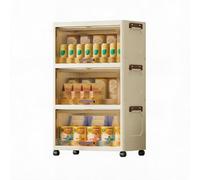 Garvee Caja plegable multinivel blanco crema puerta transparente