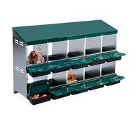 Garvee Cajas de anidación de pollo de 10 agujeros sin patas, cajas de anidación para pollos, caja de colocación de pollo con tapa para gallinero al aire libre, granja, patio, verde