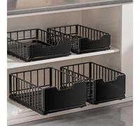 Garvee Cajón extraíble para armarios - Organizador metálico deslizante de cocina y baño - Estante de almacenamiento resistente - Cesta corta negra 30cm - Black short 30cm basket