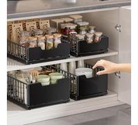 Garvee Cajón extraíble para armarios - Organizador metálico deslizante de cocina y baño - Estante reforzado - Cesta negra alta 30cm - Black heightened 30cm basket