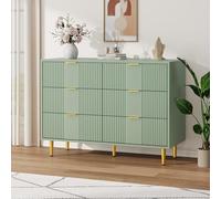 Garvee Cajonera Amplio para Dormitorio, salón u Oficina - 6 cajones con Asas metálicas Vintage - Organizador Ideal para Ropa - Estilo clásico en Verde Oliva - Tamaño: Seis cajones, Color: Verde Oliva