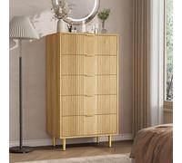 Garvee Cajonera De Almacenamiento para Dormitorio - 5 Cajones Espaciosos - Diseño En Roble con Veta Natural - Estilo Vintage para Sala, Oficina o Pasillo - Tamaño: Quinto (Número) Cajones