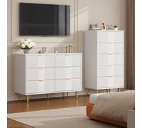 Garvee Cajonera De Almacenamiento para Dormitorio - 5 Cajones Espaciosos - Diseño En Roble con Veta Natural - Estilo Vintage para Sala, Oficina o Pasillo - Tamaño: Quinto (Número) Cajones