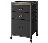 Garvee Cajonera Escritorio y Cajonera Oficina, Diseño contenedor con ruedas con 3 cajones Compacto y Funcional, para Oficina en Casa, Color Negro, 40×40×67 cm