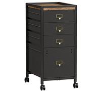Garvee Cajonera Escritorio y Cajonera Oficina, Diseño contenedor con ruedas con 4 cajones Compacto y Funcional, para Oficina en Casa, Color Negro,30×38×67 cm