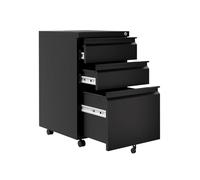 Garvee Cajonera Móvil Metálica con 3 Cajones y Brazo Flexible Gooseneck, Archivador Rodante de Acero Laminado en Frío, 24”, para Oficina, Escritorio y Estudio, Negro