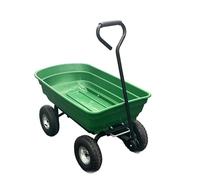 Garvee Carretilla de jardín Resistente para Trabajo Pesado - Bandeja de Polietileno y Estructura de Acero - Volcado rápido, Alta Capacidad 600 kg - Ideal para césped y paisajismo - Verde, 4 Ruedas
