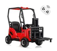 Garvee Carretilla Elevadora Eléctrica para Niños 12V 4.5Ah, Coche Infantil Montacargas con Techo y Motores Dobles, Vehículo De Juguete para Conducir Interior y Exterior, 100x51x53 cm, Rojo