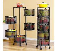 Garvee Carrito Auxiliar con Ruedas Giratorias 360º - Verdulero Cocina Frutas y Verduras con Ruedas para Cocina, Baño y Salón - Cestas Extraíbles y Estructura Robusta - Negro (5 Pisos)