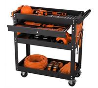 Garvee Carrito de herramientas rodante de 4 niveles, almacenamiento de herramientas de metal resistente | Carrito de herramientas mecánicas con ruedas con cajón, tableros de clavijas y ganchos