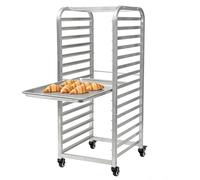 Garvee Carro Bandejero de Aluminio para Panadería 15 Niveles con Ruedas Giratorias Bloqueables - Estante Móvil para Bandejas de Horno, Uso Profesional y Doméstico, 38x43x102 cm