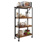 Garvee Carro de Almacenamiento de Cocina Plegable de 4 Niveles - Estante móvil con Ruedas bloqueables - Alta Capacidad, estantes extraíbles - Sin Montaje, Resistente hasta 45 kg - Ideal para hogar y