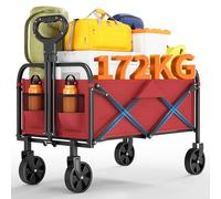 Garvee Carro De Camping Plegable 220L - Ruedas Todoterreno 360° y Manillar Ajustable - Tejido Oxford Impermeable y Gran Capacidad Picnic, Pesca, Compras y Festivales