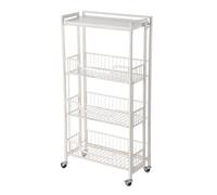 Garvee Carro de Cocina Plegable de 4 Niveles - Estantería organizadora con cestas y encimera de Madera - Ruedas para Desplazamiento Sencillo - para Frutas, Verduras, Patatas, cebollas y Snacks -