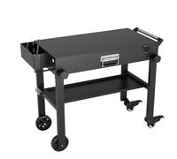 Garvee Carro de Exterior Plegable - Grill Cart para Blackstone Griddle, Mesa BBQ con Bandeja, Carro con Ruedas y Porta Papel, Soporte Griddle 17 o 22 Pulgadas, Mesa portátil para Camping