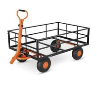 Garvee Carro De Jardín De Acero Q235, Carga 544 kg, Negro y Naranja