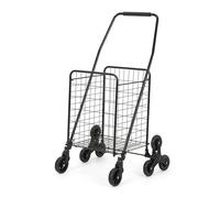 Garvee Carro de la Compra de Acero A3 con 6 Ruedas para Subir Escaleras, Carrito Compra Plegable de Gran Capacidad, Carro de Supermercado Resistente para Transporte Diario, Negro