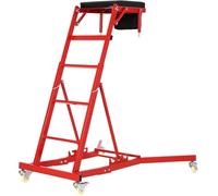 Garvee - Carro de mecánico, alto ajustable, 125 a 176 cm, con escalera, taburete de taller móvil, carga 181 kg, somier de mecánico elevado para reparación de coche (rojo)