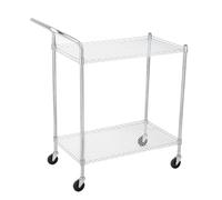 Garvee Carro De Metal Resistente: Carro De Servicio Industrial De 3 Niveles con Estantes De Alambre, para Oficina, Cocina, Almacenamiento y Transporte, Cromado, 75 x 45 x 93 Cm, Asa Resistente