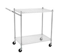 Garvee Carro De Metal Resistente: Carro De Servicio Industrial De 3 Niveles con Estantes De Alambre, para Oficina, Cocina, Almacenamiento y Transporte, Cromado, 75 x 45 x 93 Cm, Asa Resistente