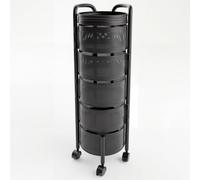 Garvee Carro Organizador Metálico para Cocina - 4 Niveles Redondos con Ruedas - Ideal Frutas, Verduras y Snacks - Multiuso para Sala, Baño o Cocina - Negro 4 Capas