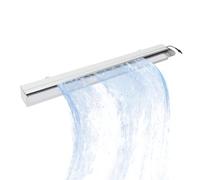 Garvee Cascada de Agua de Acero Inoxidable 304 para Piscina y Jardín Fuente Rectangular Decorativa con Luces LED RGB y Mando a Distancia para Estanque Exterior y Paisajismo Patio 60 cm Plata