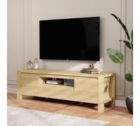 Garvee Centro de Entretenimiento rústico para TV de hasta 60" - Mueble con Puertas y gabinete - Estante Ajustable y gestión de Cables - para Sala o Dormitorio - Color Madera Natural, 1.4 Metros