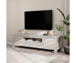 Garvee Centro de Entretenimiento rústico para TV de hasta 70" - Mueble con Puertas y estantes Ajustables - Amplio Almacenamiento y gestión de Cables - Color Fresno Natural, 1.6 Metros