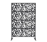 Garvee - Cerca decorativa de metal para jardín y terraza - Paneles autoportantes, diseño floral, fácil instalación, antioxidante, color negro - 46 x 71 pulgadas - 03 Flower, Black