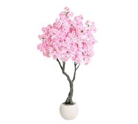 Garvee Cerezo Artificial En Flor con Flores Realistas en 3D, Resistente a Los Rayos UV, Fácil de Cuidar, Incluye Maceta. Decoración para Salón, Jardín, Balcón o Pasillo. 150cm