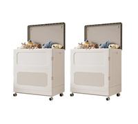 Garvee Cesta grande plegable para la ropa sucia de 123 litros con tapa y ruedas bloqueables, cesta de plástico para ropa sucia sin instalación, contenedor de almacenamiento rodante para el hogar