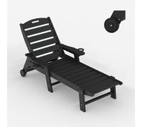 Garvee Chaise Longue Plegable Extragrande, Reclinable De HDPE Ajustable En 5 Posiciones, con Portavasos Integrado, Resistente Tumbona para Patio, Piscina, Terraza, Jardín.
