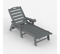 Garvee Chaise Longue Plegable Extragrande, Reclinable De HDPE Ajustable En 5 Posiciones, con Portavasos Integrado, Resistente Tumbona para Patio, Piscina, Terraza, Jardín.