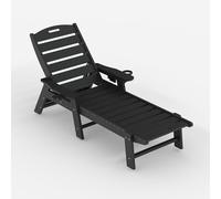Garvee Chaise Longue Plegable Extragrande, Reclinable De HDPE Ajustable En 5 Posiciones, con Portavasos Integrado, Resistente Tumbona para Patio, Piscina, Terraza, Jardín.