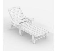 Garvee Chaise Longue Plegable Extragrande, Reclinable De HDPE Ajustable En 5 Posiciones, con Portavasos Integrado, Resistente Tumbona para Patio, Piscina, Terraza, Jardín.
