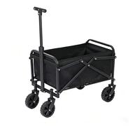 Garvee Chariot de Transport Pliable Grand capacité 108kg - Roues Tout-Terrain, poignée réglable, Porte-gobelets - Idéal Camping, Jardin, Plage, Courses - Facile à manœuvrer - Couleur : Noir