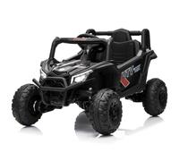 Garvee Coche eléctrico Infantil 4x4 UTV 12V - Control Remoto, Luces LED, música, USB, inalámbrico, 3 velocidades, suspensión Todoterreno - Regalo Ideal para niños de 3 a 6 años - Color Negro
