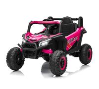 Garvee Coche eléctrico Infantil 4x4 UTV 12V - Control Remoto, Luces LED, música, USB, inalámbrico, 3 velocidades, suspensión Todoterreno - para jardín y Exteriores, niños Desde 3 años - Color Rosa