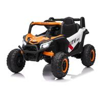 Garvee Coche eléctrico Infantil 4x4 UTV 12V - Control Remoto, Luces LED, música, USB, inalámbrico, 3 velocidades y suspensión - Quad Todoterreno para niños Desde 3 años - Color Naranja